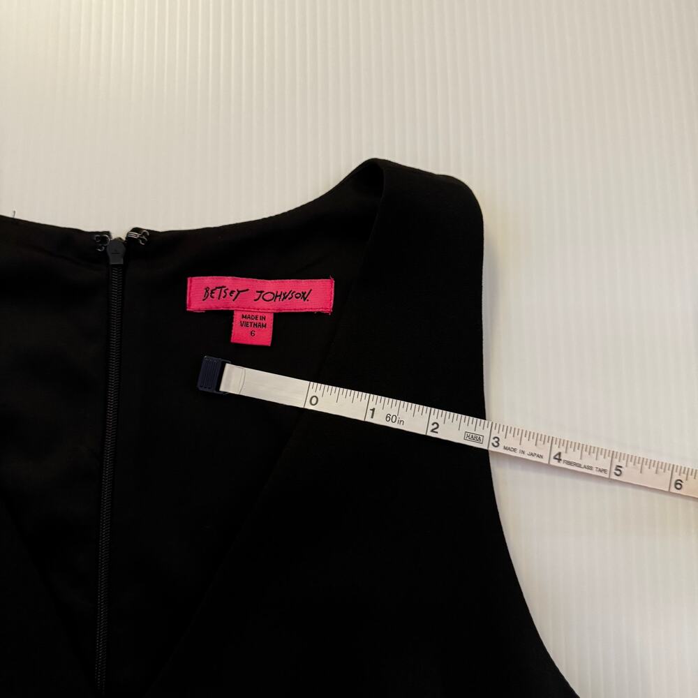 Betsey Johnson Black Scuba Crepe V-Neck Flounce Hem Midi Dress 6 Event Occasion - Picture 11 of 16